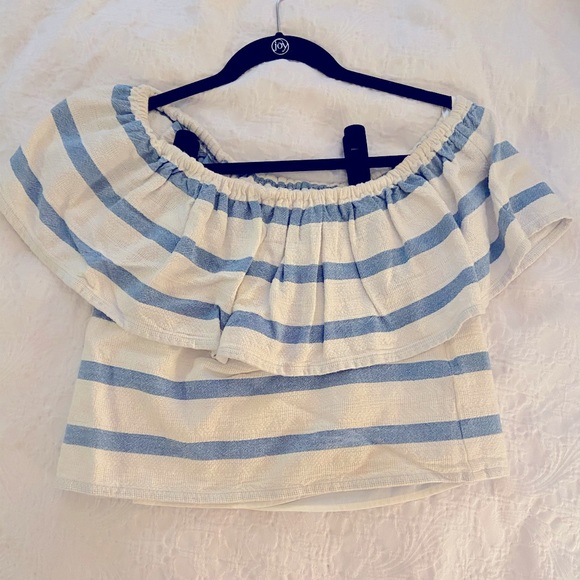 Mara Hoffman blue/white striped ruffle top - Picture 4 of 5